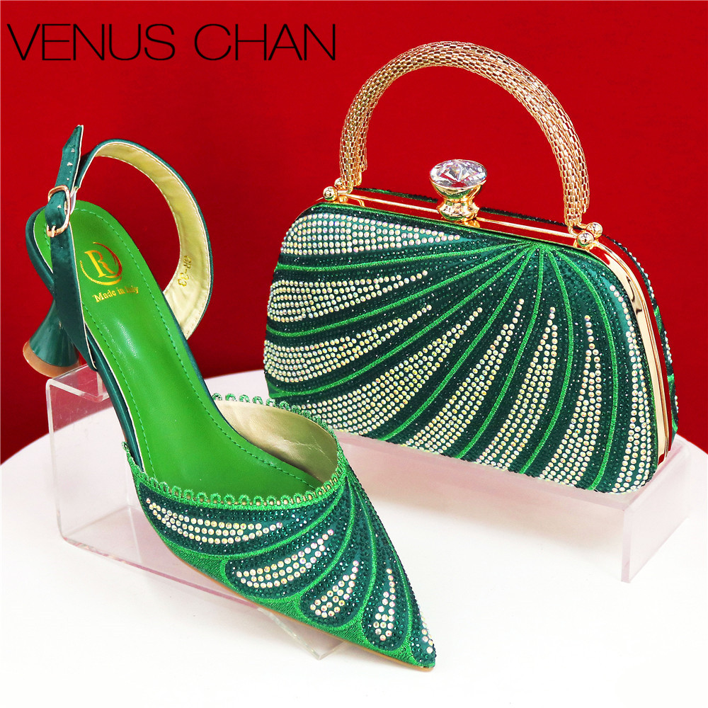 Sparkling Rhinestone Green Pum - đánh giá và giá Women Bags Medium Size