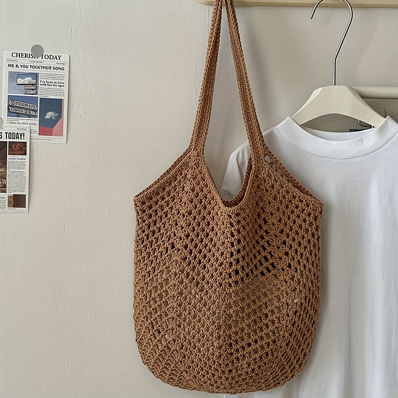 Crochet Mesh Tote Bag Hollow W - đánh giá và giá Crochet Market Bag