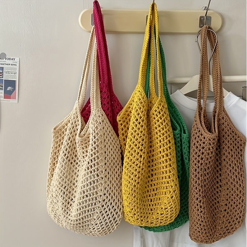 Crochet Mesh Tote Bag Hollow W - đánh giá và giá Crochet Market Bag
