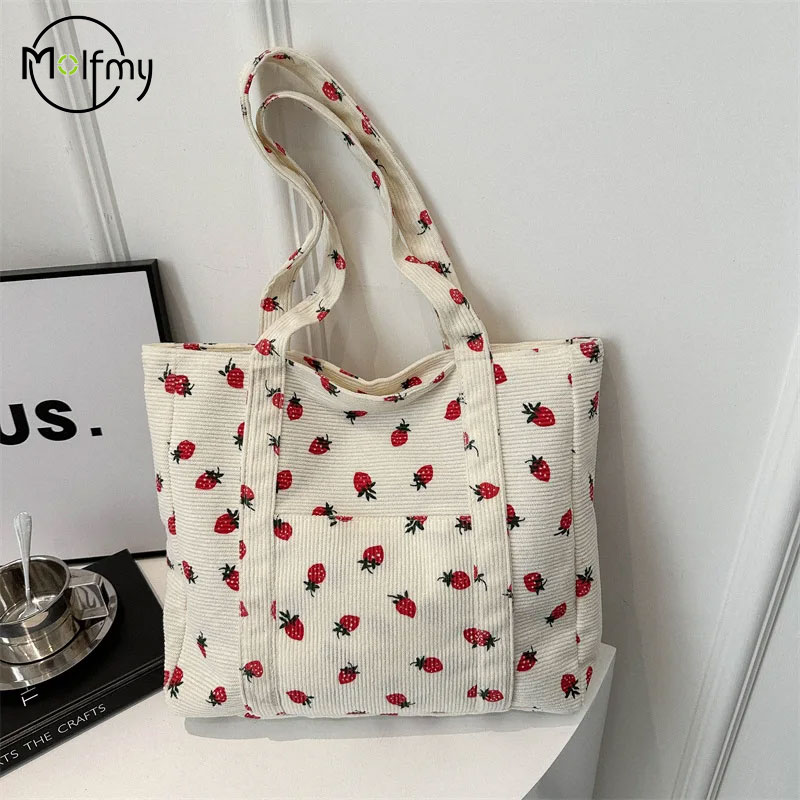 Corduroy Handbag Strawberries  - đánh giá và giá Women Bags Guess