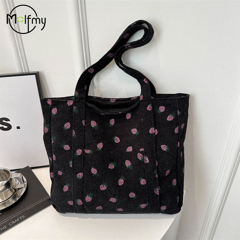 Corduroy Handbag Strawberries  - đánh giá và giá Women Bags Guess