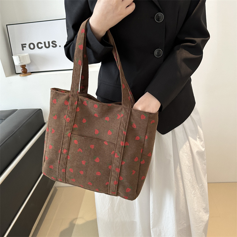 Corduroy Handbag Strawberries  - đánh giá và giá Women Bags Guess