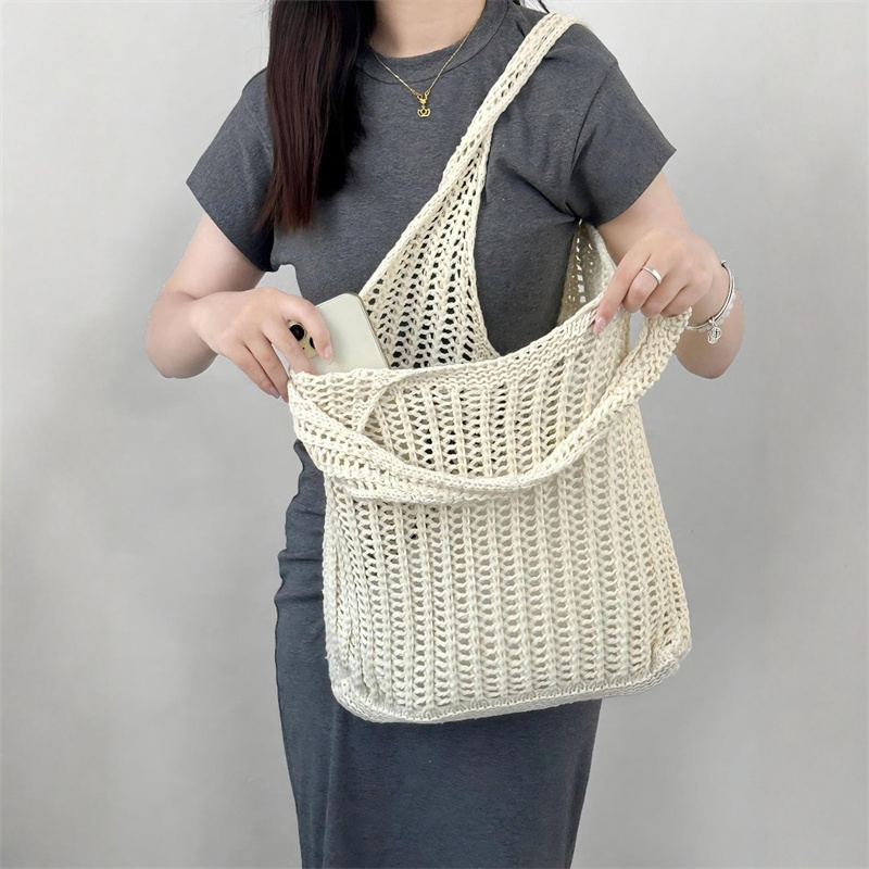 Solid Color Large Capacity Kni - đánh giá và giá Crochet Market Bag