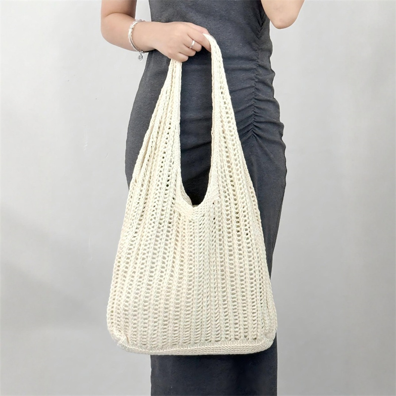 Solid Color Large Capacity Kni - đánh giá và giá Crochet Market Bag
