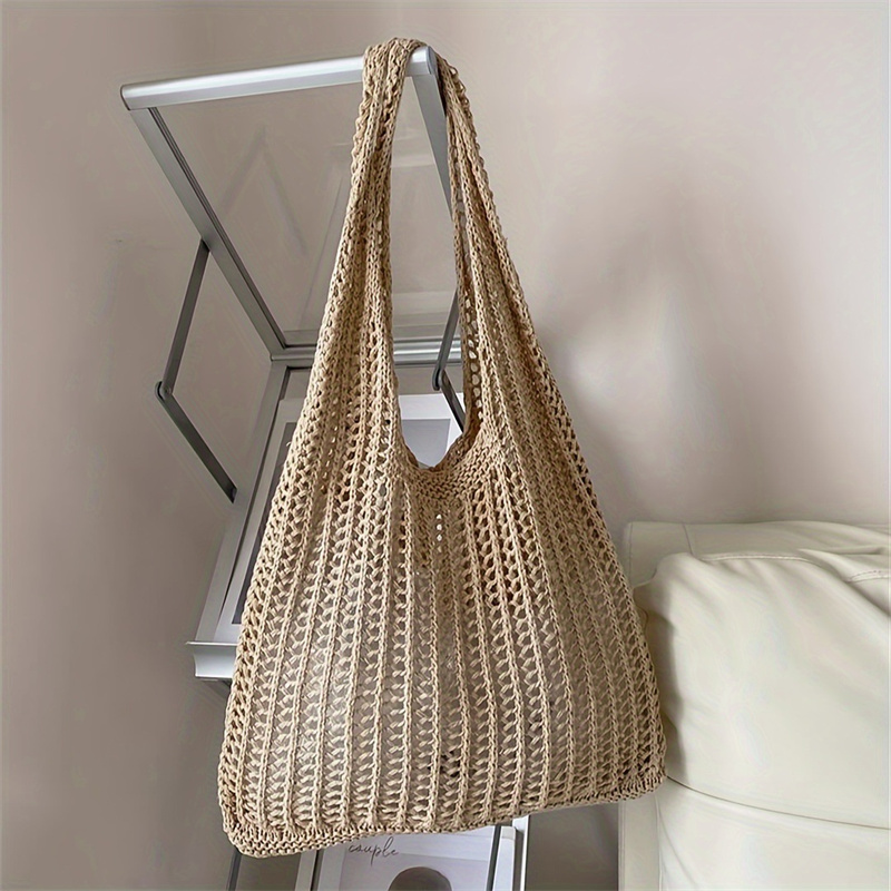 Solid Color Large Capacity Kni - đánh giá và giá Crochet Market Bag