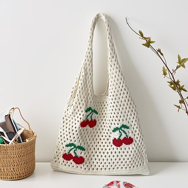 Women Stylish Turtle Cherry Pa - đánh giá và giá Crochet Market Bag