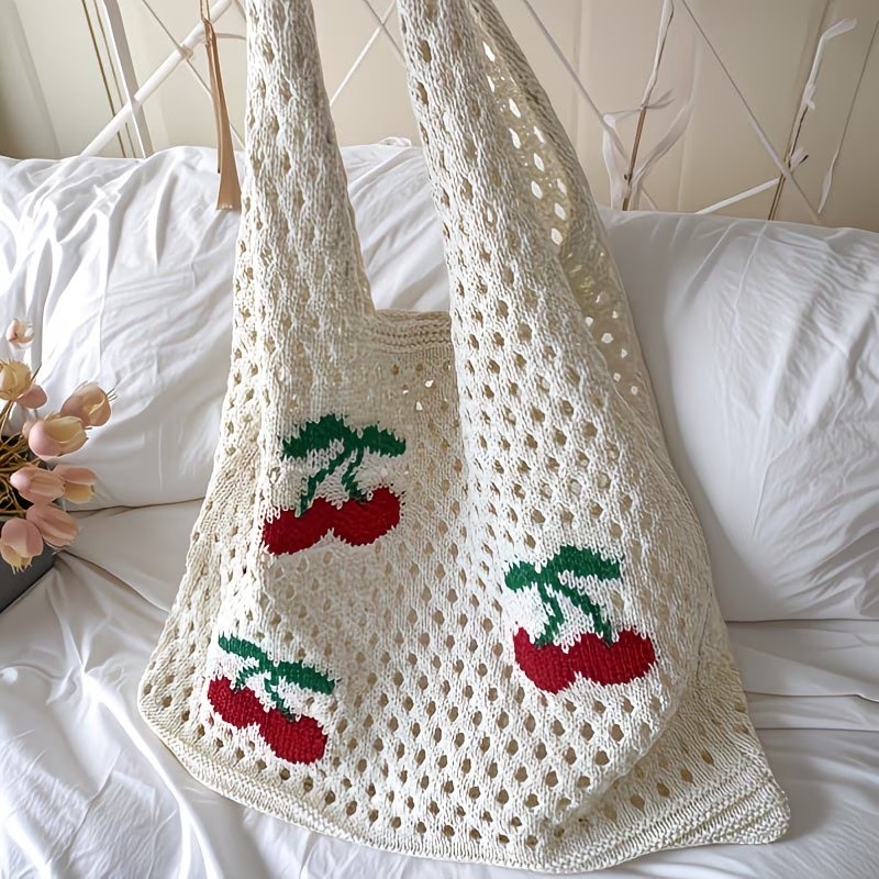 Women Stylish Turtle Cherry Pa - đánh giá và giá Crochet Market Bag