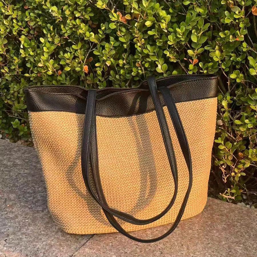 Patchwork Woven Tote Shoulder  - đánh giá và giá Crochet Market Bag