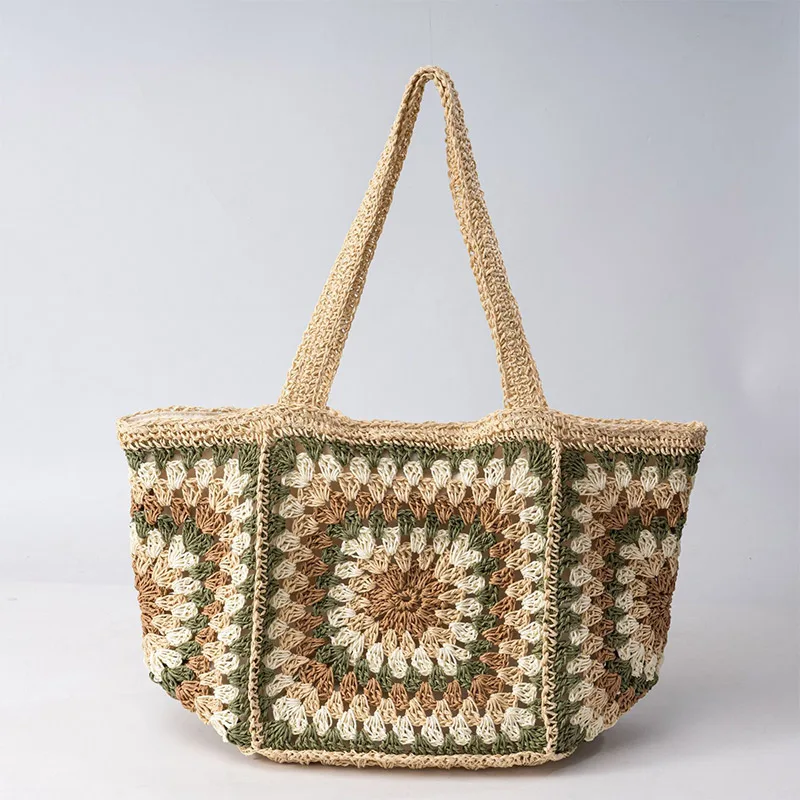 Granny Square Straw Shoulder B - đánh giá và giá Crochet Market Bag