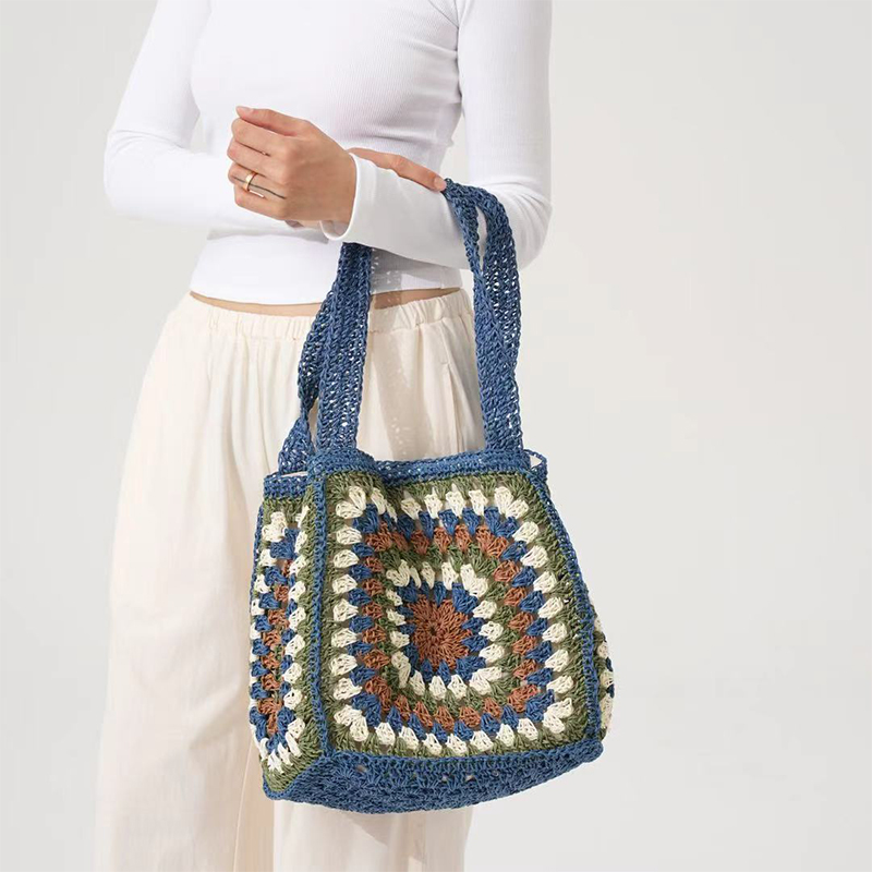 Granny Square Straw Shoulder B - đánh giá và giá Crochet Market Bag