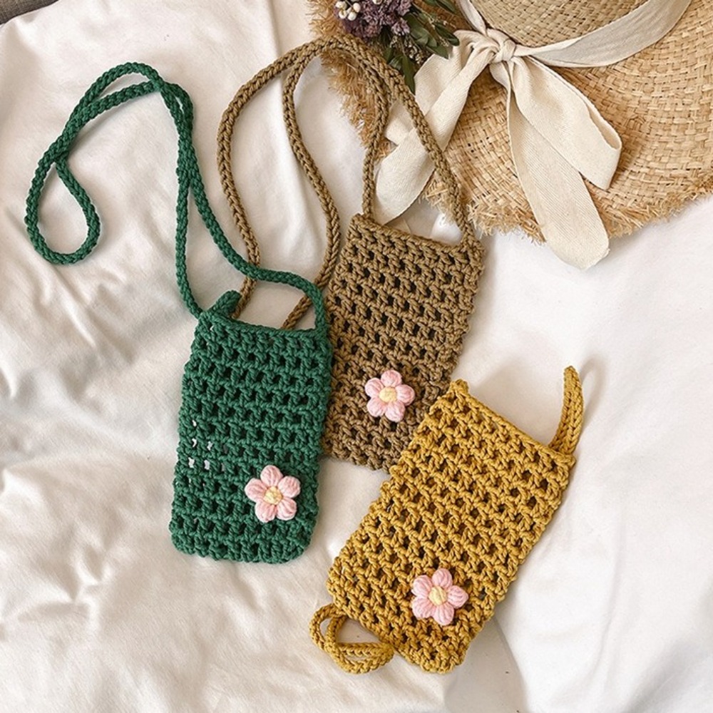 Sweet Flower Weaving Crossbody - đánh giá và giá Crochet Market Bag